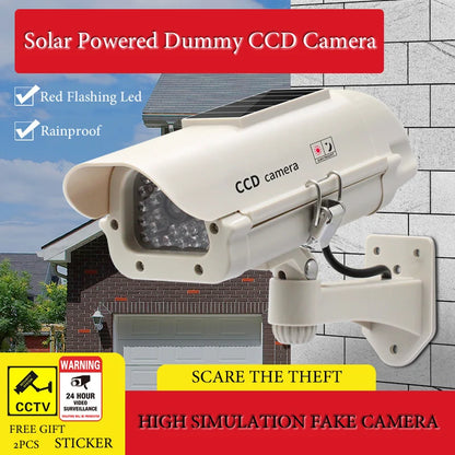 Solar Powered Waterproof Fake Camera Dummy CCD Security Camera Red Flashing Leds Home Office Surveillance System Scare Theft [SEC]