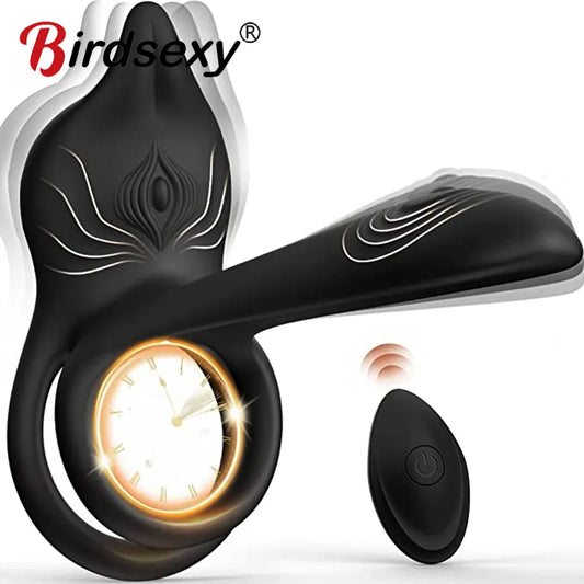 Couple Vibrator with Dual Motor Cockring Wireless Remote Cock Penis Ring Adult Sexy Toys For Men Delay Ejaculation Penisring [ADL]