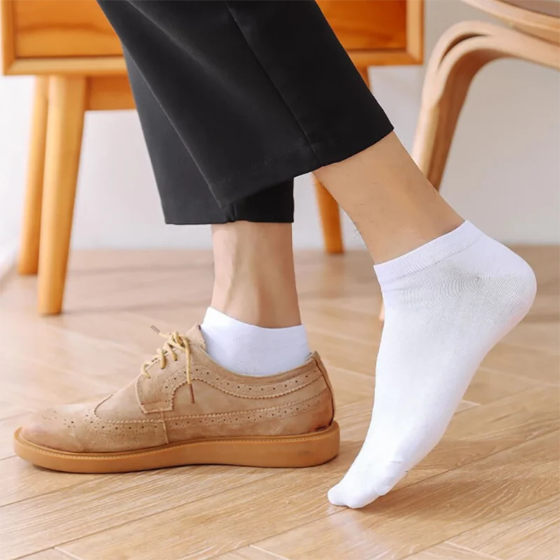 5 Pairs Unisex Socks Low Cut Breathable Business Boat Sock Solid Color Comfortable Ankle Casual White Black Summer Men Business [SOX]