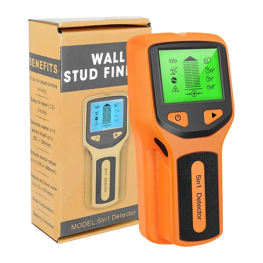 HW430 5in1 Wall Stud Detector LCD Display Multifunctional Handheld for Wood AC Wire Cable Metal Detector Electric Wall Finder SC [MTL]