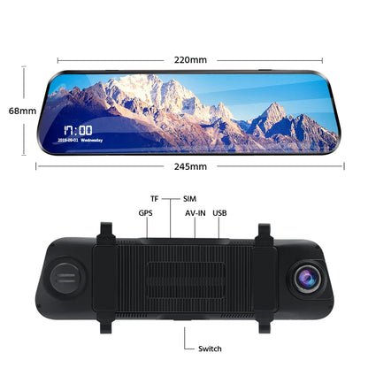 E-ACE 4G Car Dvr 10 Inch Mirror Dash Cam Android 8.1 GPS Navigation Car Camera Auto Recorder ADAS Support 1080P Rear Camera [CAR]