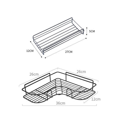 Bathroom Shelf Wall Mounted Corner Storage Shelves Shampoo Holder Cosmetic Rack Iron Shower Drain Basket Bathroom Organizer [CSM]