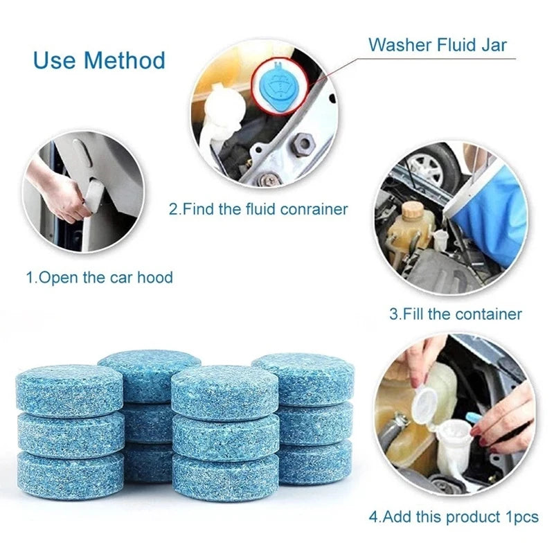 Solid Cleaner Car Windscreen Cleaner Effervescent Tablet Auto Wiper Glass Solid Cleaning Concentrated Tablets Detergent [CAR]