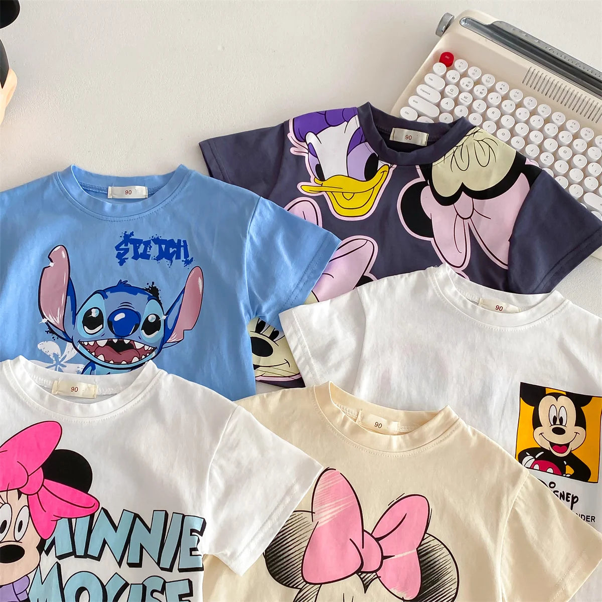 Disney Cartoon Cute Baby Girl Boy T-shirt Summer Clothing Printed Minnie Children Tees Short Sleeve Tops Crewneck Kids T-Shirts [TSH]