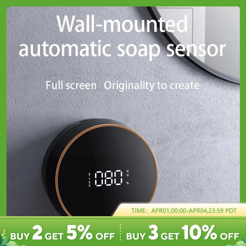 Wall Mount Automatic Foam Soap Dispensers LED Temperature Display Electric Touchless Infrared Sensor Foam Machine Liquid Dispens [DSP]