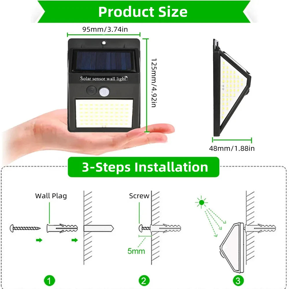 228 144 LED Solar Light Outdoor Solar Lamp PIR Motion Sensor Light Waterproof Solar Powered Sunlight for Garden Decoration [SLG]