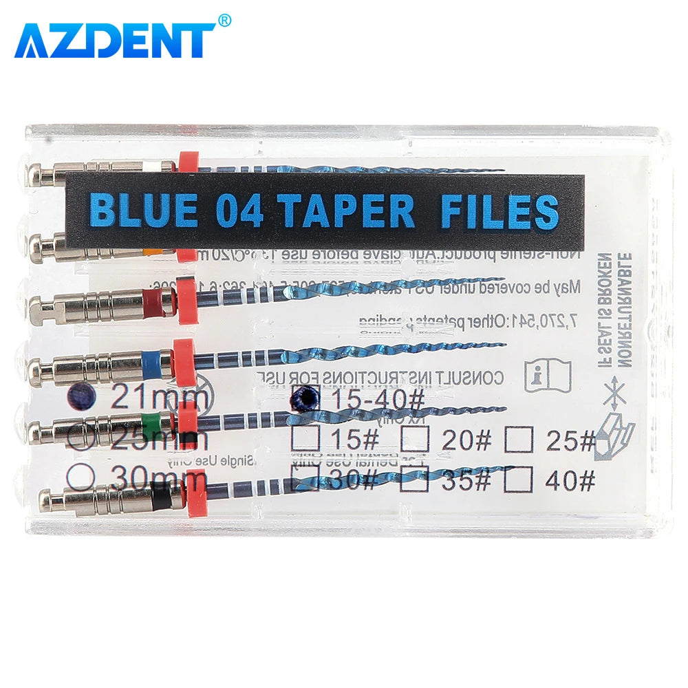 6pcs/Box AZDENT Dental Endo V Blue Root Canal Rotary File Thermal Activation NiTi Files Engine Use #15-#40 21mm/25mm Taper  [DEN]