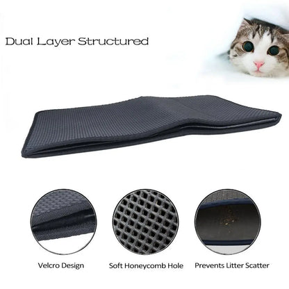 Non-slip Cat Litter Mat With Gift Waterproof Double Layer Pet Litter Box Mat Sand Cat Pad Bed Mat Clean Pad Cat Accessories [PET]