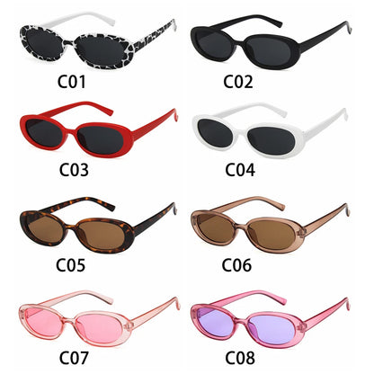 Retro Small Oval Frame Sunglasses Women Fashion Black Cow Color Sun Glasses Fashion Shades Polarized Eyewear UV400 [CYC]