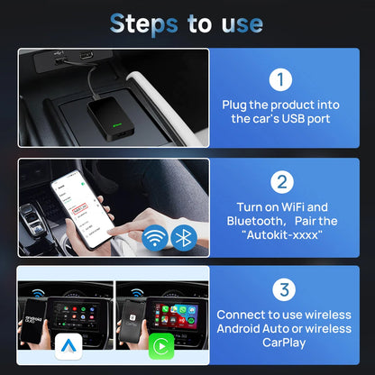 2air CarlinKit 5.0 Wireless CarPlay Wireless Android Auto Box 2.4G & 5.8Ghz WiFi BT Auto Connect Plug & Play For Wired AA CP Cars [CAR]