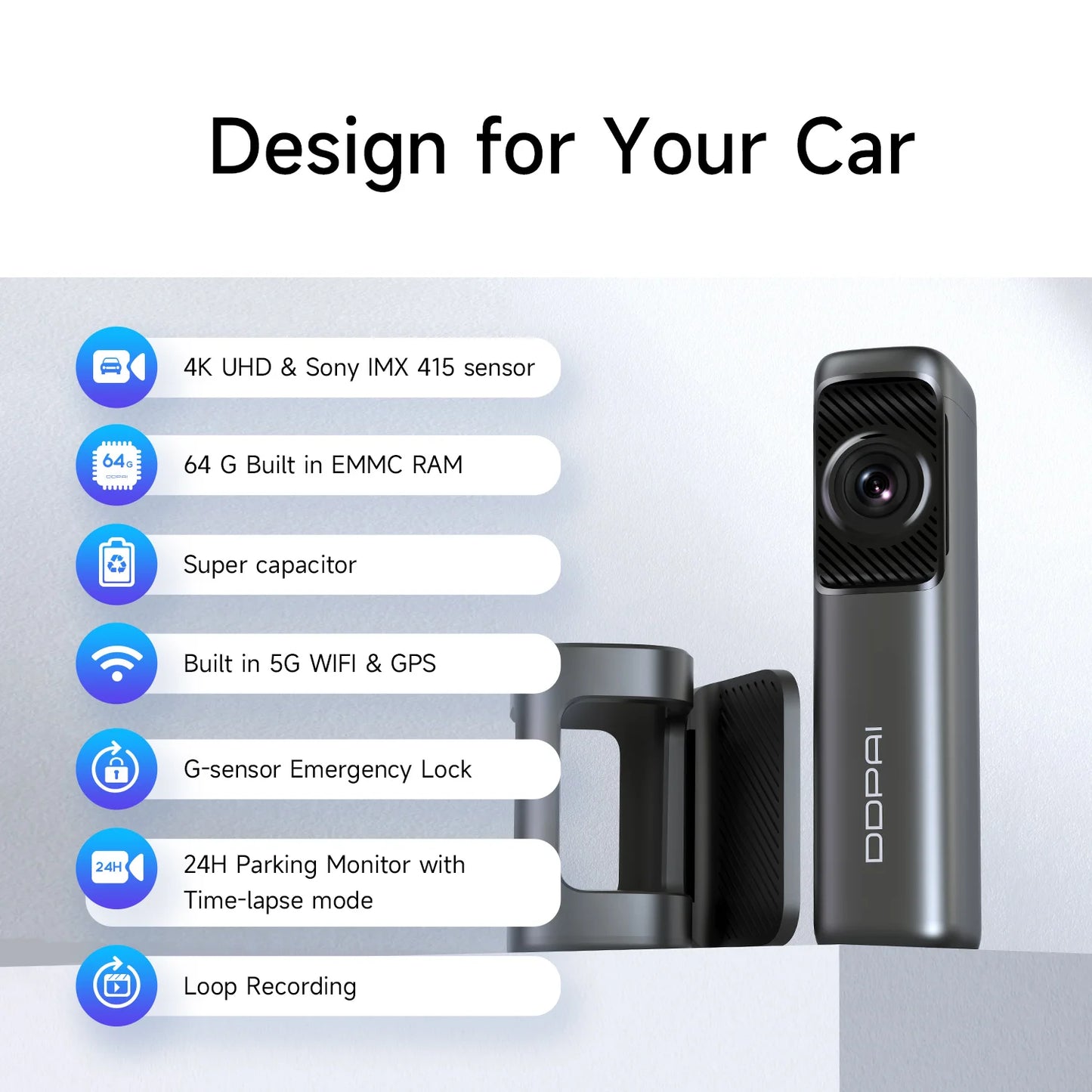 DDPAI Dash Cam Mini 5 4K 2160P HD DVR Car Camera Hidden Android Wifi Auto Drive Vehicle Video Recorder [CAR]