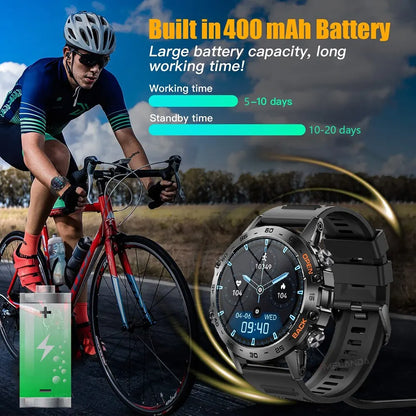 MELANDA Steel 1.39" Bluetooth Call Smart Watch Men Sports Fitness Tracker Watches IP67 Waterproof Smartwatch for Android IOS K52 [SWH]