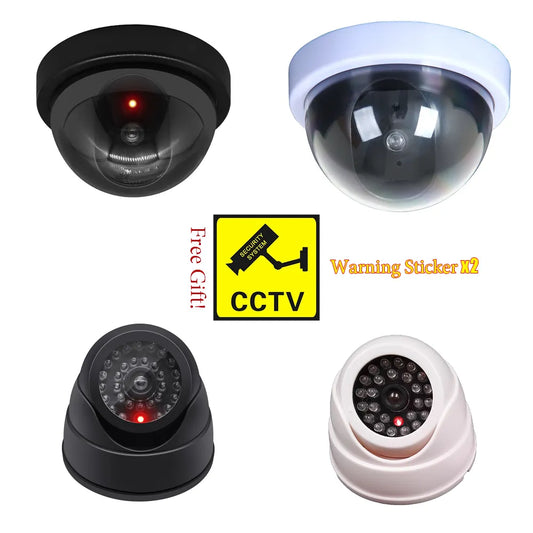 Wireless Black/White Dummy Camera Fake Plastic Dome CCTV Security Camera With Flashing Led Surveillance System Indoor Outdoor [SEC]