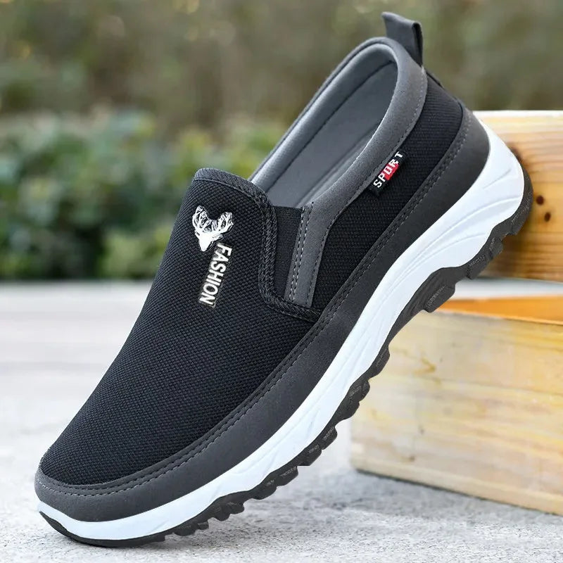 Men's Canvas Shoes with Soft Soles Casual Breathable Comfortable Sliding Sleeves Men's Cloth Shoes Men's Oxford Sneakers [SHO]