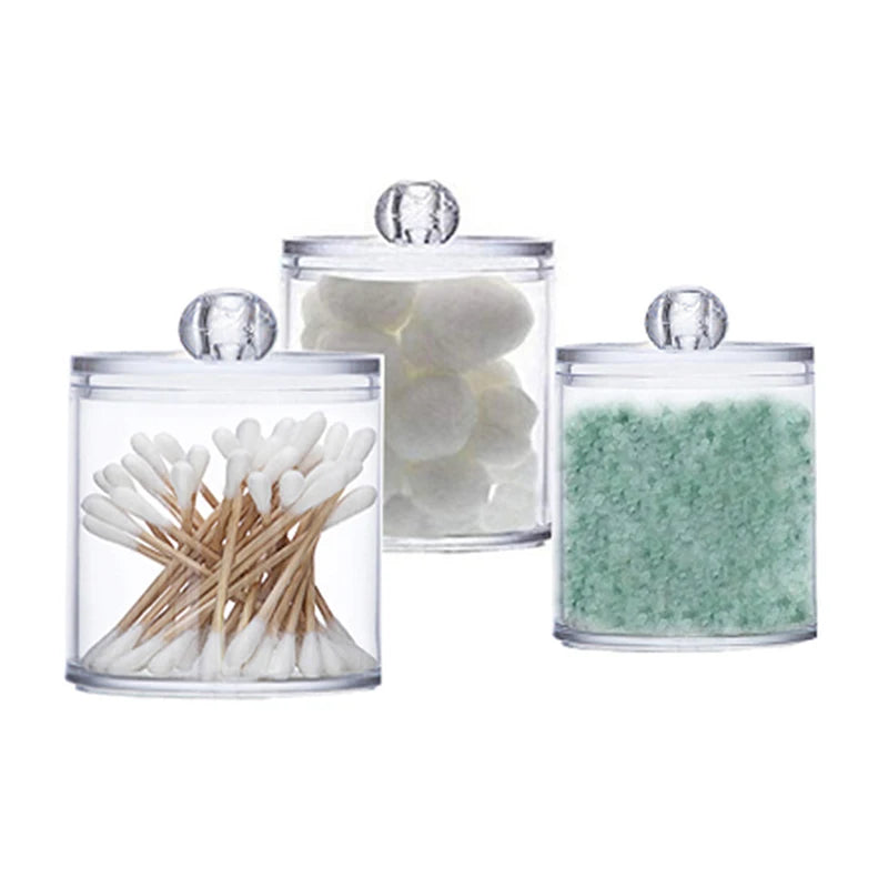 Acrylic Multifunctional Round Receive Box Jewelry Box New Cosmetic Make-Up Cotton Swabs Transparent Container [CSM]