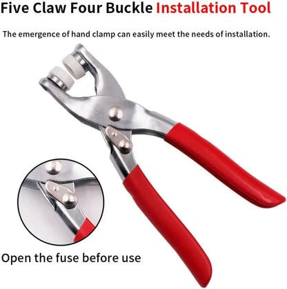 Five Claw Buckle Clamp Set, Baby's Clothes and Shoes Invisible Color Metal Buckle, Shoe Bag Belt Hole Snap Button Plier Tool [SHO]