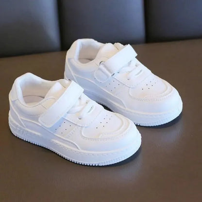 Tenis Sneakers Kids Spring/Autumn New Boys Girls Sports Shoes Casual Board Shoes Leather Soft Soled Children Small White Shoes [SHO]