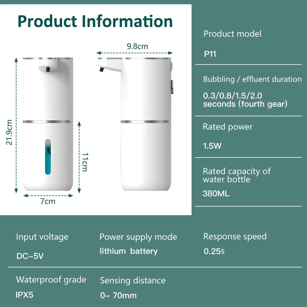 Xiaomi 380ML Automatic Foam Soap Dispenser Bathroom Smart Washing Hand Machine With USB Charging White High Quality ABS Material [DSP]