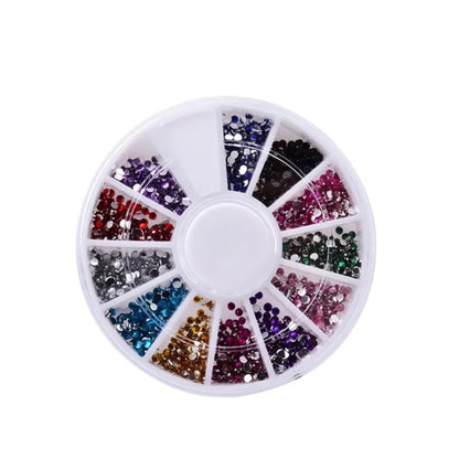 DIY Nail Art Wheel Tips Crystal Glitter Rhinestone 3D Nail Art Decoration White AB Color Acrylic Diamond Drill [BEU]