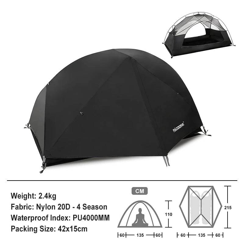 PACOONE Ultralight 20D Nylon Camping Tent Portable Backpacking Cycling Tent Waterproof Outdoor Hiking Travel Tent Beach Tent New [CAM]