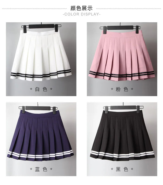 Kawaii Harajuku Skirts Preppy School Uniform High Waist Pleated Women Girls Lolita A-line Sailor Skirt [LOL]