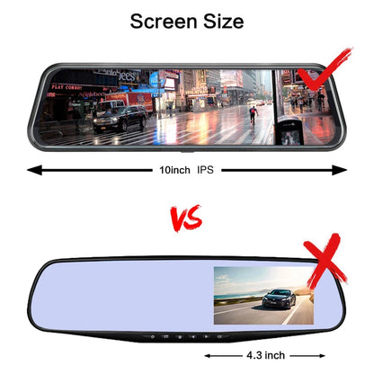 Car DVR Rear View Mirror Video Recroder 10" inch Back Up Car Camera Dual Lens Cam Night Vision Front and Rear Security for Cars [CAR]