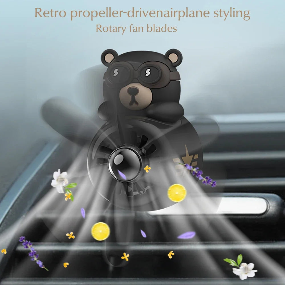 Car Air Freshener Bear Pilot Vent Perfume Diffuser Rotating Propeller Air Outlet Fragrance Auto Accessories [CAR]