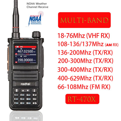 Radtel RT-470X Multi-bands Ham Walkie-Talkies 256CH Air Band Two Way Radio Station Aviation NOAA Police Marine Transceiver PTT [MRN]