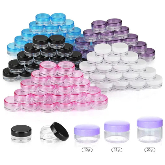 10PCS Empty 2g - 20g Travel Small Colorful Covers Clear Plastic Cosmetic Pot Jars With Lids For Face Cream Lip Balm Containers [CSM]