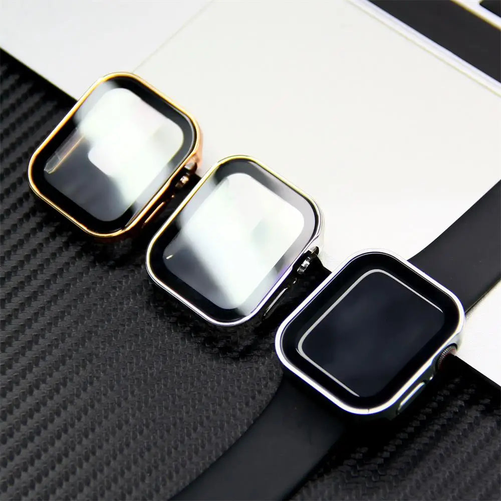 Glass+Cover for Apple Watch Case 45mm 41mm 44mm 40mm 49mm accessories Tempered Screen Protector iWatch series 7 8 9 SE 6 5 Ultra [SWH]