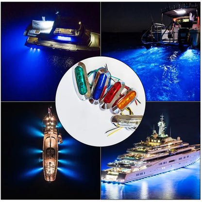 4x Marine Boat LED Courtesy Lights Cabin Deck Walkway Stair Light White Blue 12V 24V LED Tail Lamp Yacht Accessories Waterproof [MRN]