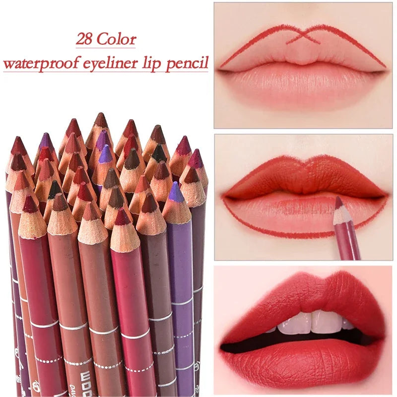 28Color New Professional Wood Lip Liner Waterproof Lady Charming Lip Liner Soft Pencil Makeup Women's Long Lasting Cosmetic Tool [CSM]