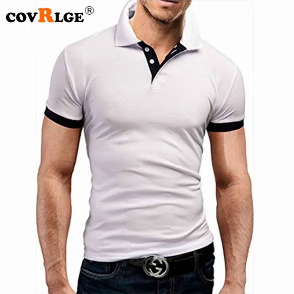 Covrlge Polo Shirt Men Summer Stritching Men's Shorts Sleeve Polo Business Clothes Luxury Men Tee Shirt Brand Polos MTP129 [MEN]