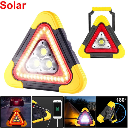 3-in-1 Solar Emergency Triangular Warning Light Safety Emergency Breakdown Alarm Lamp Portable Solar Light for Camping Working [SLG]