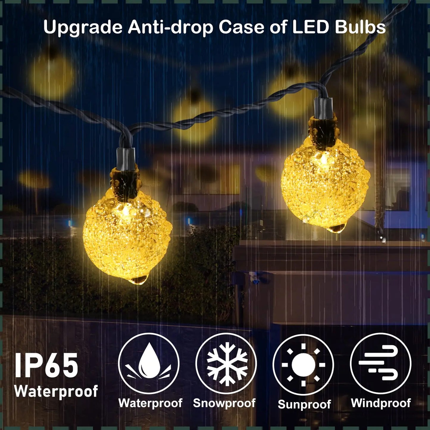 LED Solar Light String Outdoor Waterproof Christmas Decoration 200led Crystal Ball Camping Fairy Garland Garden Party Lamp [SLG]