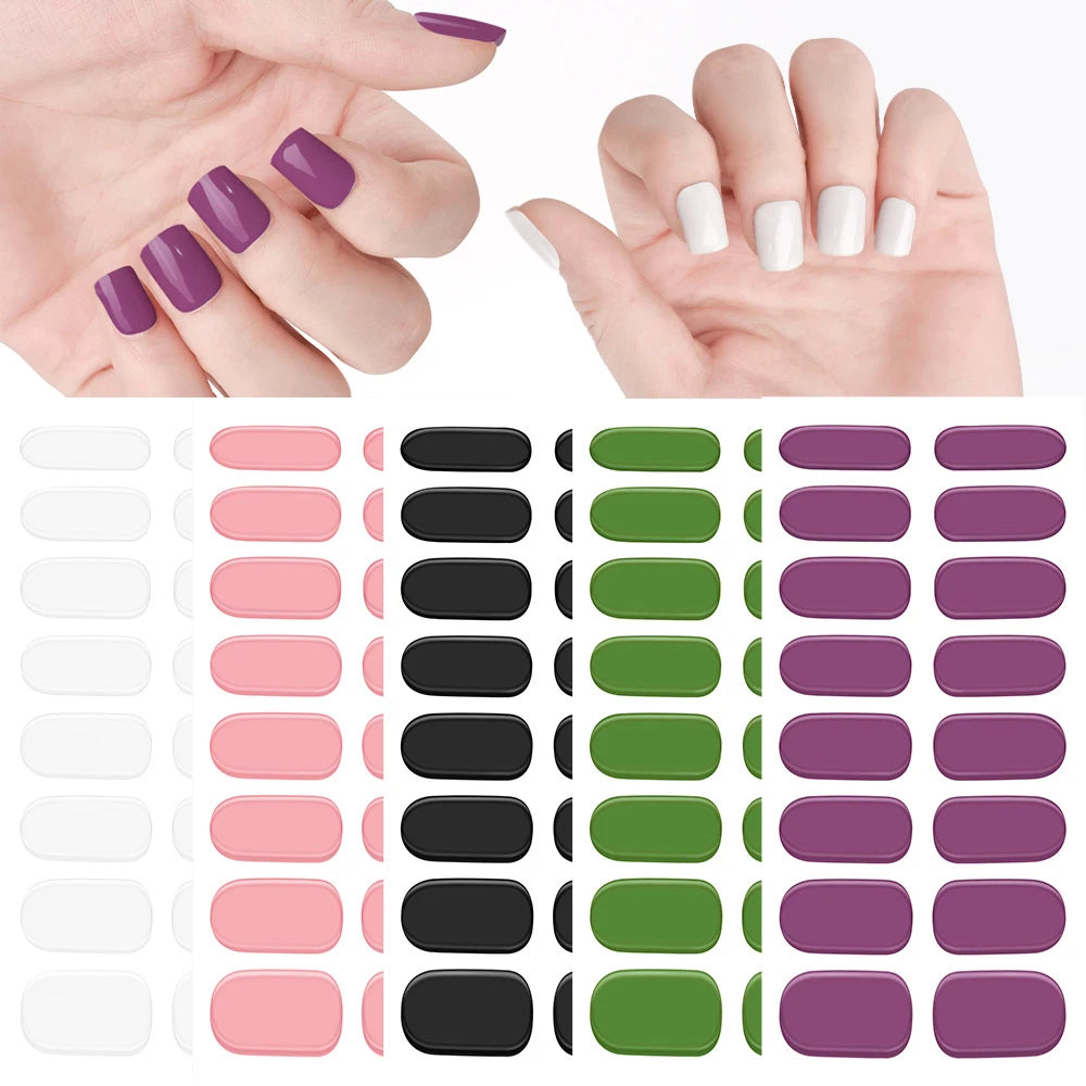 Nail Sticker Full Cover Wraps UV 3D DIY Manicure Nail  Waterproof Self-adhesive Solid Color Nail Decal Nail Paste Long-lasting [BEU]