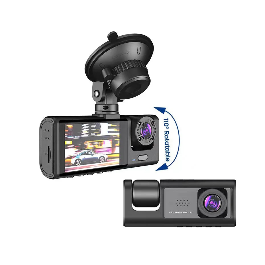 3 Channel Car DVR HD 1080P 3-Lens Inside Vehicle Dash CamThree Way Camera DVRs Recorder Video Registrator Dashcam Camcorder [CAR]