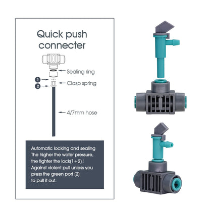 High-quality Adjustable Drippers Quick Push Tee Connector Garden Watering Irrigation System 1/4'' Sprinkler Drip for Greenhouse [GAR]