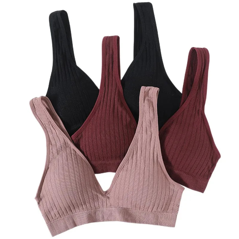 Seamless Bras For Women Sports Ribbed Bra Deep V Bra Tops Female Brassiere Women Soft Underwear Backless Bralette Sexy Lingerie [BRA]