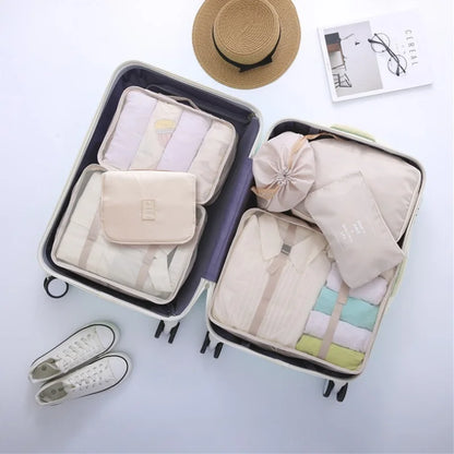 7-piece Set Travel Bag Organizer Clothes Luggage Travel Organizer Blanket Shoes Organizers Bag Suitcase Pouch Packing Cubes [SHO]