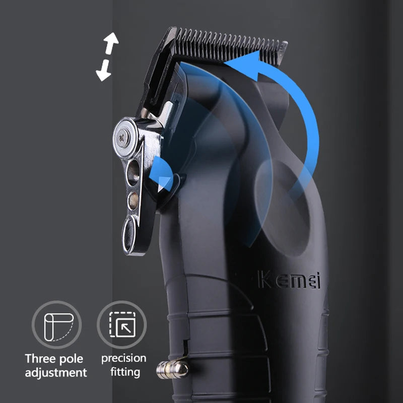 Kemei Professional Hair Clipper For Men Adjustable Cordless Electric Hair Trimmer Rechargeable Hair Cutting Machine Lithium [HAI]