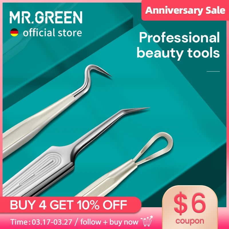 MR.GREEN Acne Remover Needles Blackhead Removal Pimple Comedone Extractor Set Blemish Zit Face Skin Care Cleaner Removal Tools [SKC]