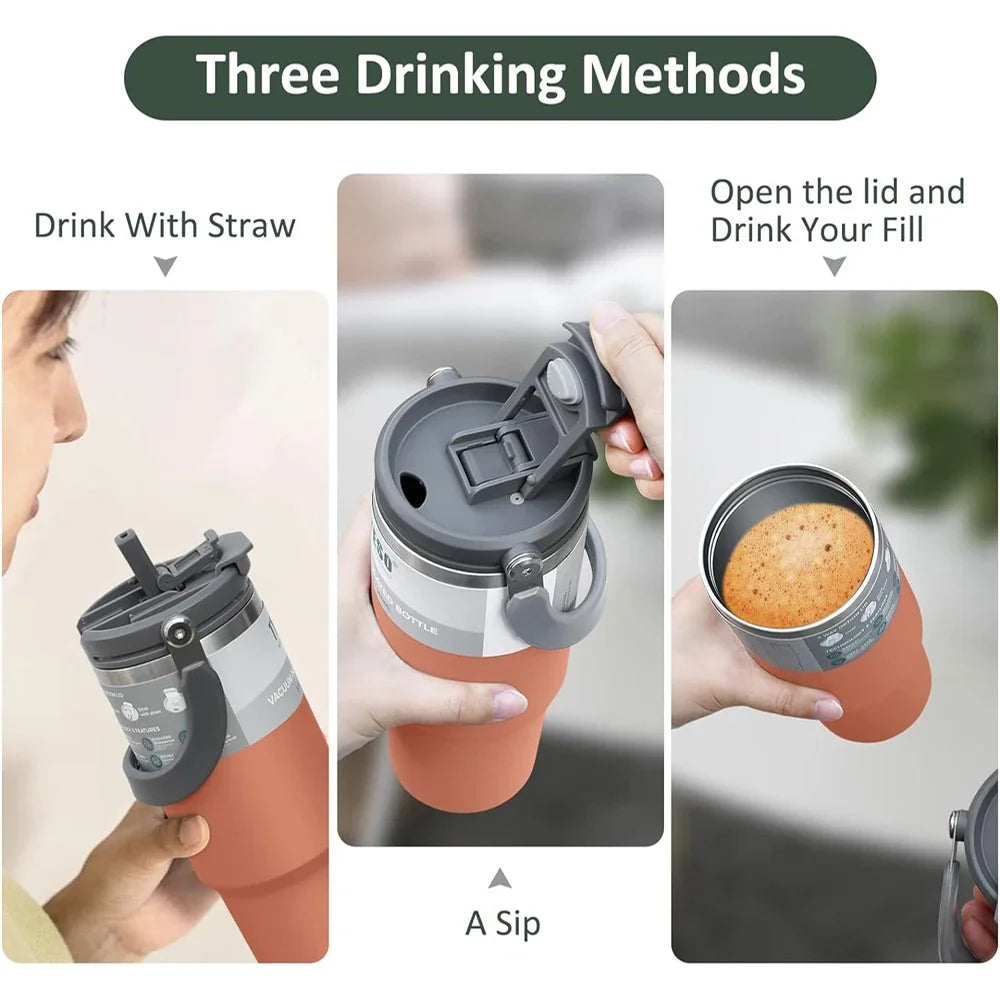 Tyeso Thermos Bottle for Hot Coffee Cup Thermal Mug Tumbler With Straw Stainless Steel Insulated Vacuum Flasks Travle Drinkware [MUG]