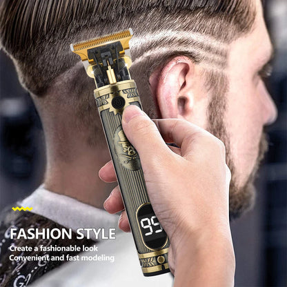 Digital Display Stainless Steel Cutter Head Professional T9 Hair Trimmer Metal Body Men's Electric Shaver Men's Barber Machine [HAI]