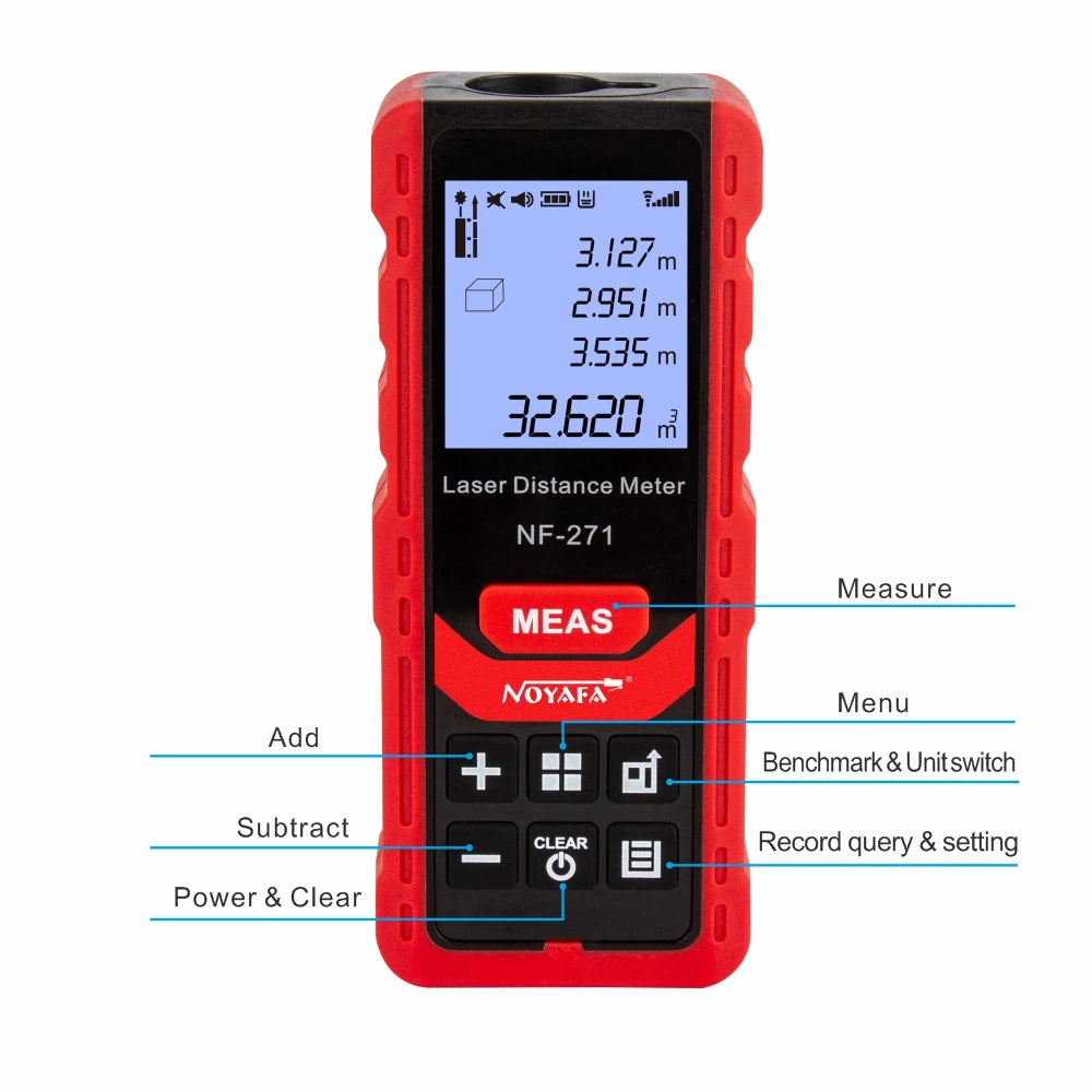 Noyafa NF-271 Laser Distance Meter 40M 80M Rangefinder Tape Range Finder Measure Device Digital Ruler Test Tool [MTR]