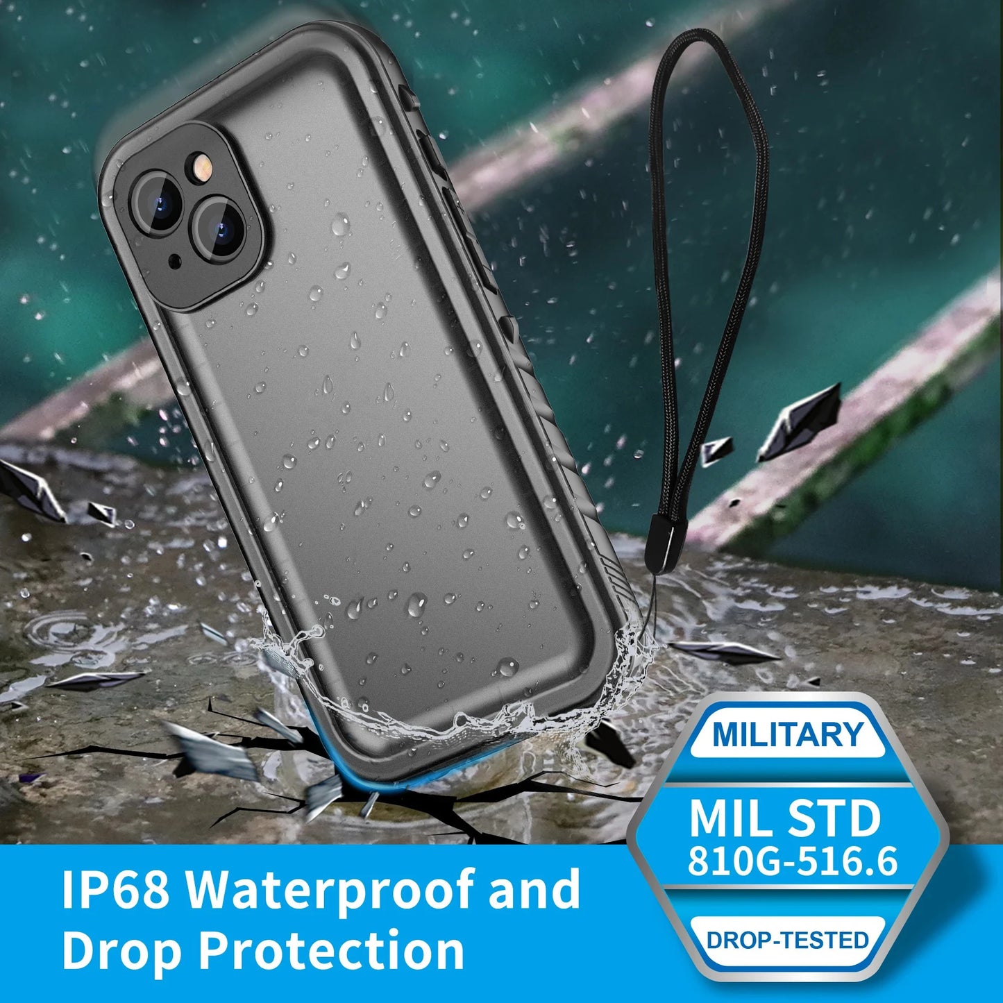 SPORTLINK Waterproof Phone Case Underwater Protect for iPhone 14 13 11 12 15 Pro Max SE 2nd 3rd 2022 Built-in Screen Protector [PHC]