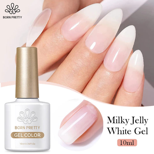 Milky Jelly White Color Nail Gel Translucent Clear Coat 10ml Soak Off Neutral Gel Varnish For Nail Art French Design [BEU]