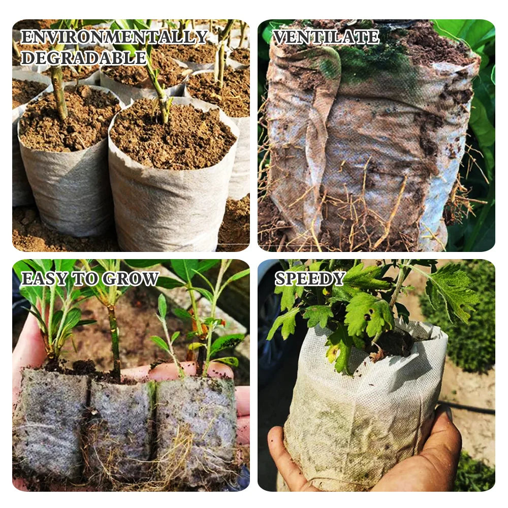 Biodegradable Nonwoven Fabric Nursery Plant Grow Bags Seedling Growing Planter Planting Pots Garden Eco-Friendly Ventilate Bag [GAR]