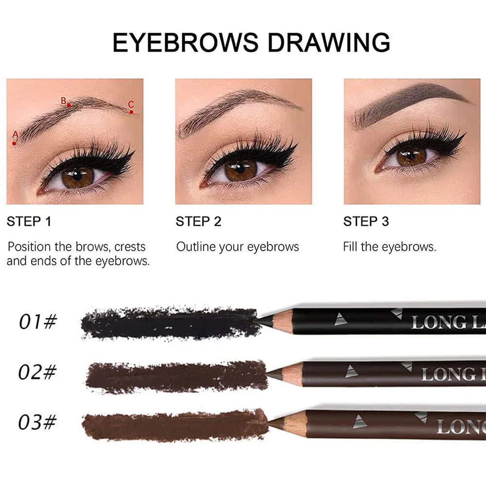 6/12Pcs Eye Brow Pencil Waterproof Professional Women Eye Makeup Pen Easy Color Natural Black Brown Cosmetic Beauty Eyebrow Tool [CSM]