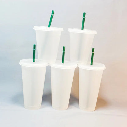 473/710ML Coffee Straw Cup Mugs DIY Plastic Cold Water Cups Portable Reusable Tumbler For Water Coffee Tea Juice Drinking Bottle [MUG]